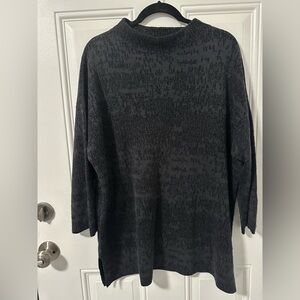 Eileen Fisher Renew Organic Linen Cotton Mock Neck Oversized Tunic Sweater Large